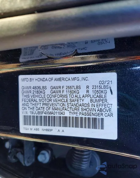2021 Acura Tlx Technology from USA, damaged, VIN 19UUB5F4XMA011043